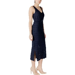 Blue Recycled Polyester Midi Dress