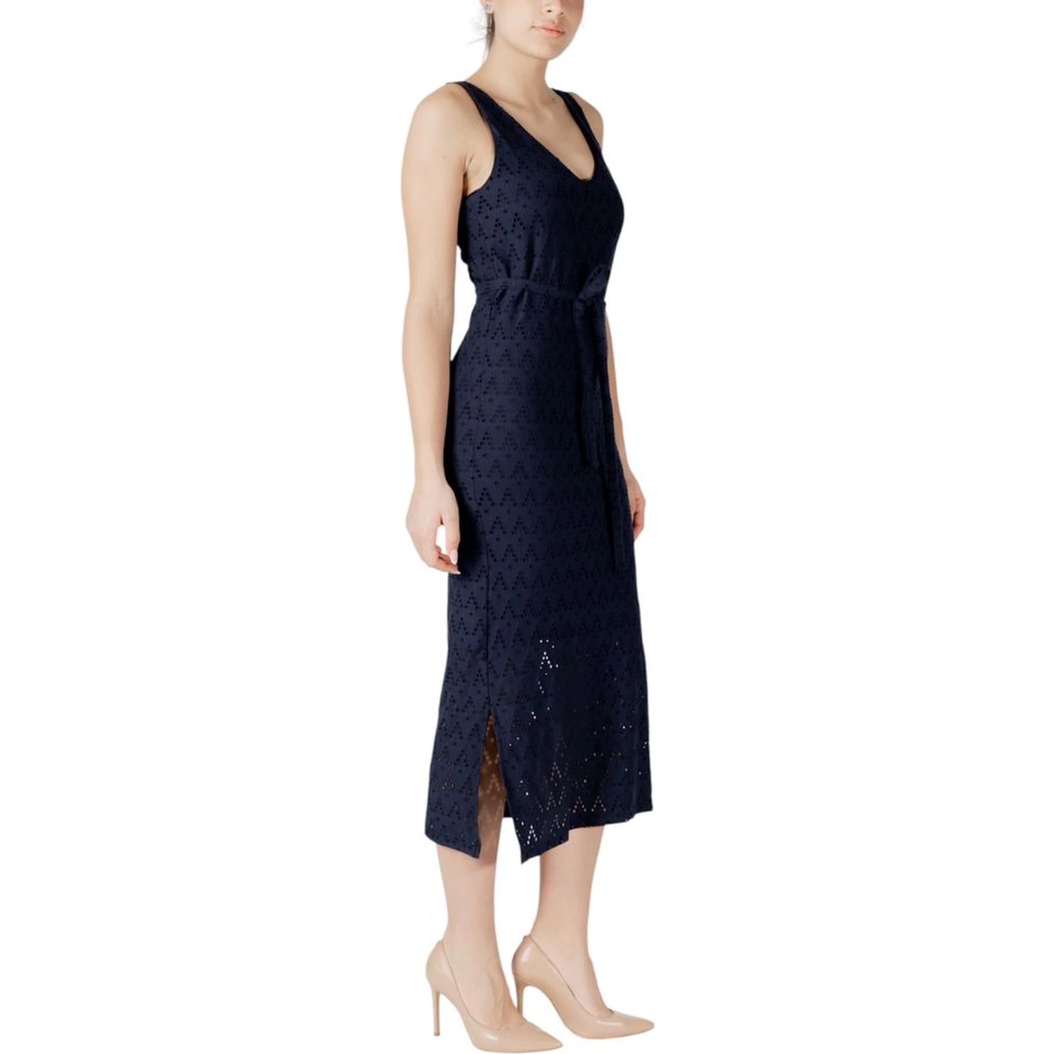 Blue Recycled Polyester Midi Dress
