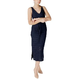 Blue Recycled Polyester Midi Dress
