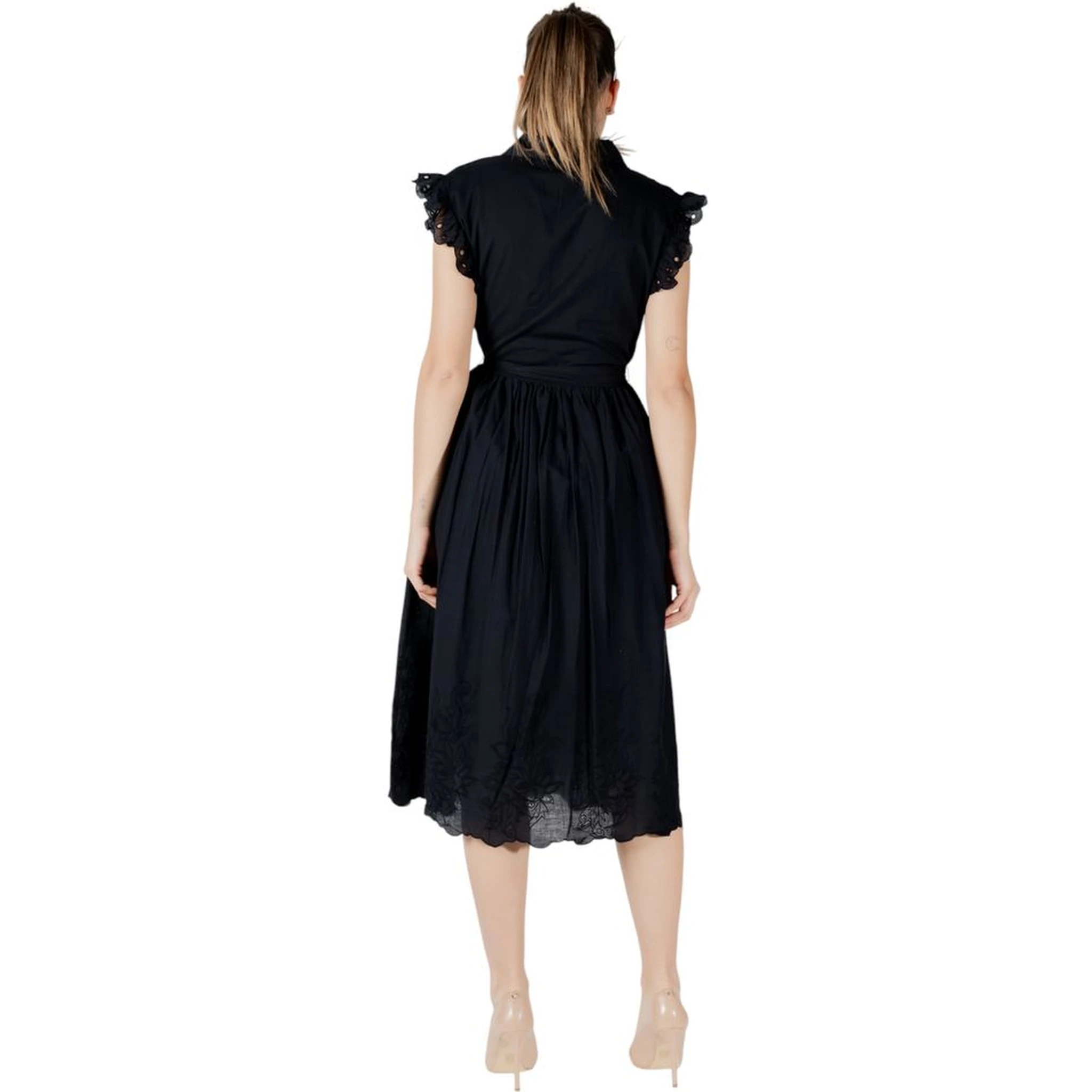 Black Cotton Midi Dress
