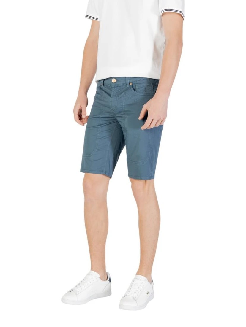 Blue Cotton Bermuda Shorts