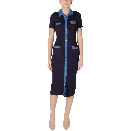 Blue Viscose Long Dress