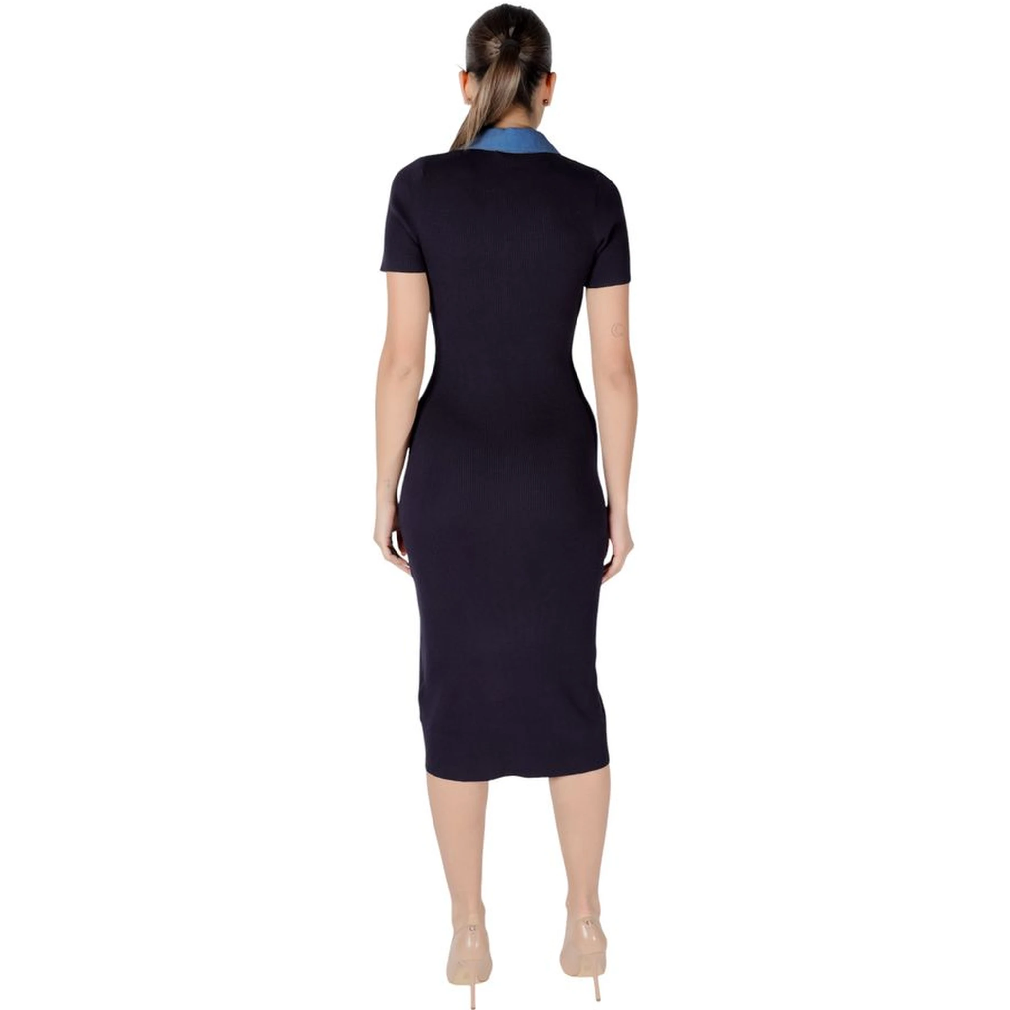 Blue Viscose Long Dress
