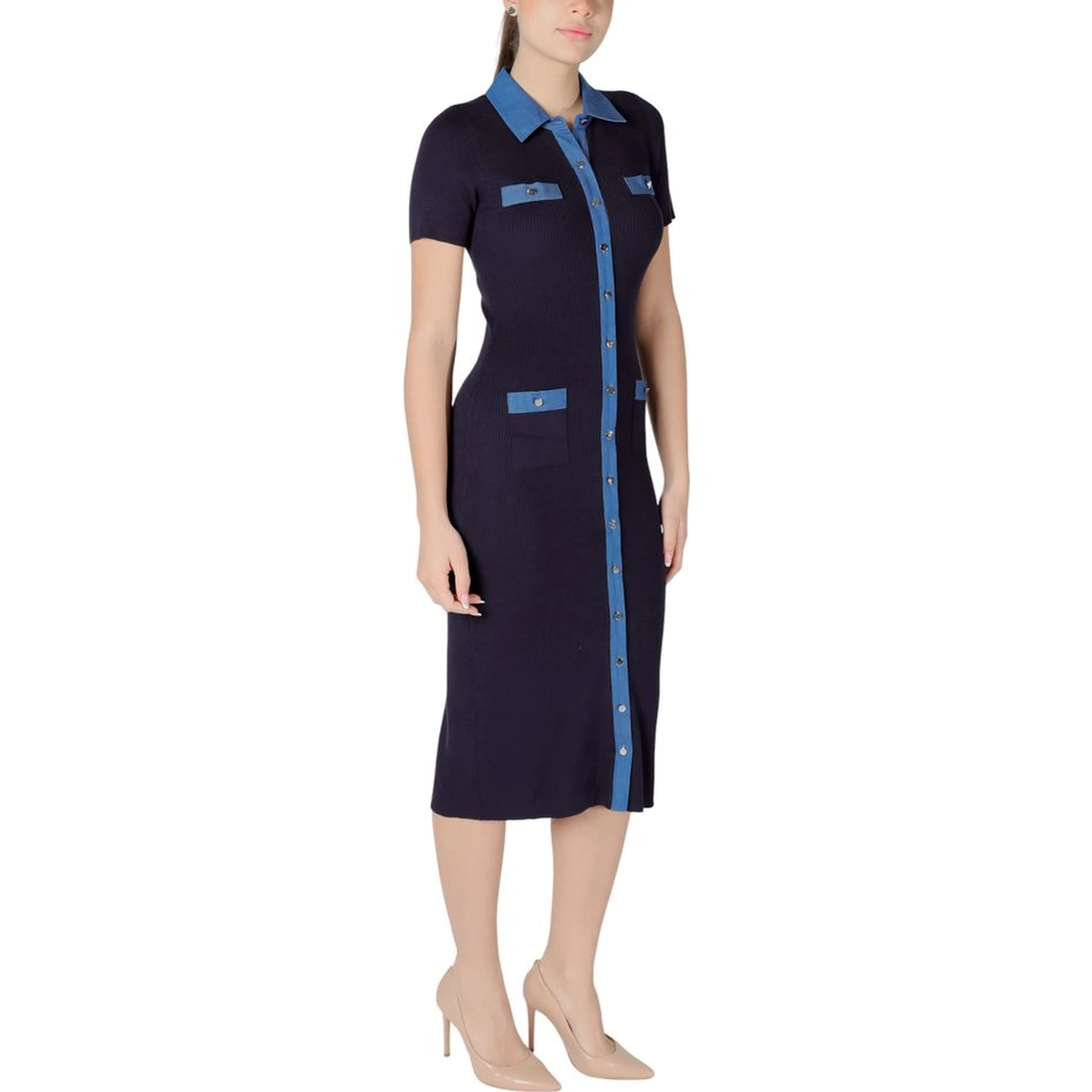 Blue Viscose Long Dress