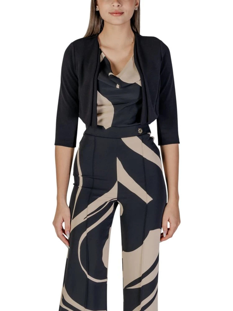 Black Polyester Sleveless Jacket
