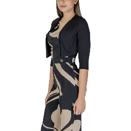 Black Polyester Sleveless Jacket