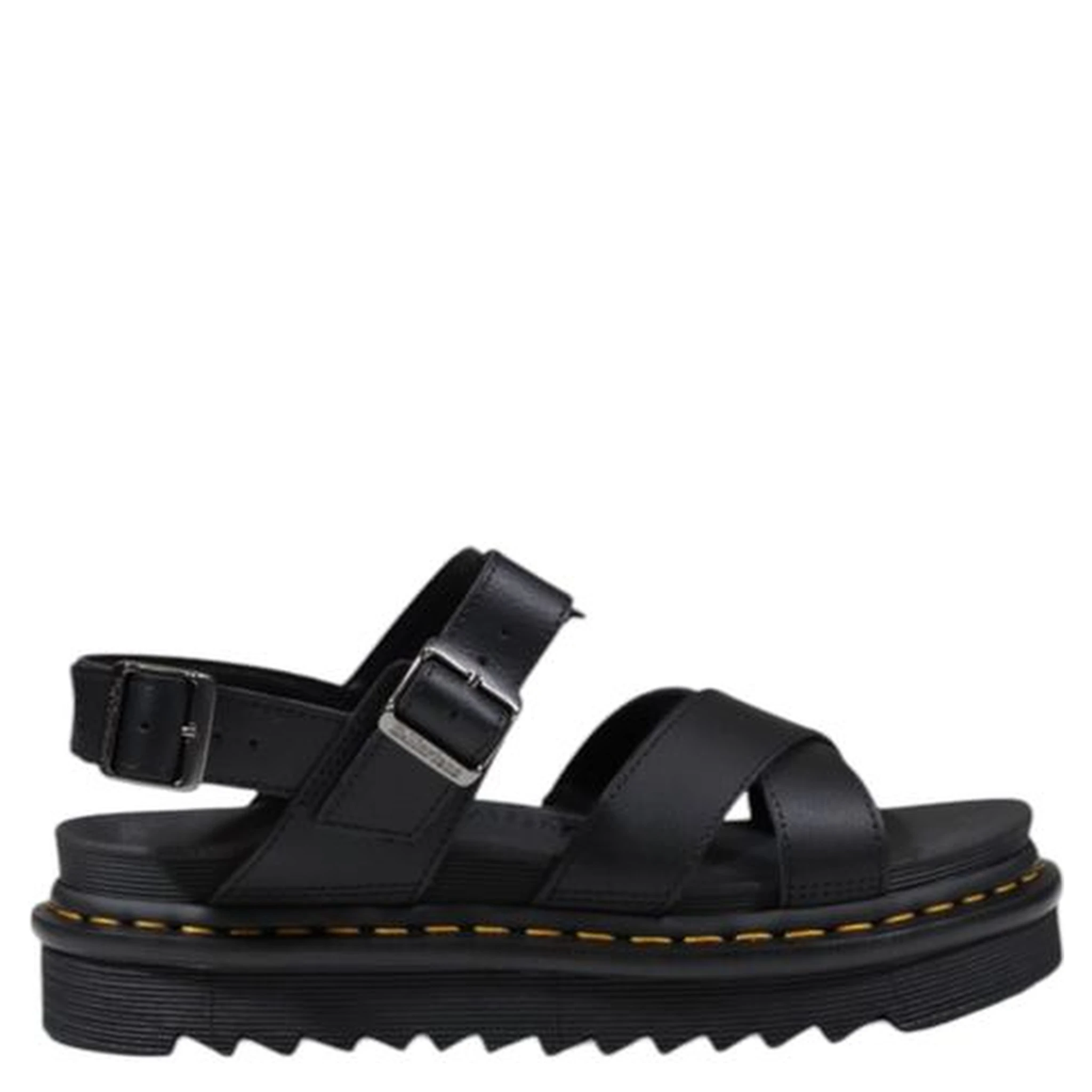 Black Leather Flat Sandals
