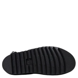 Black Leather Flat Sandals