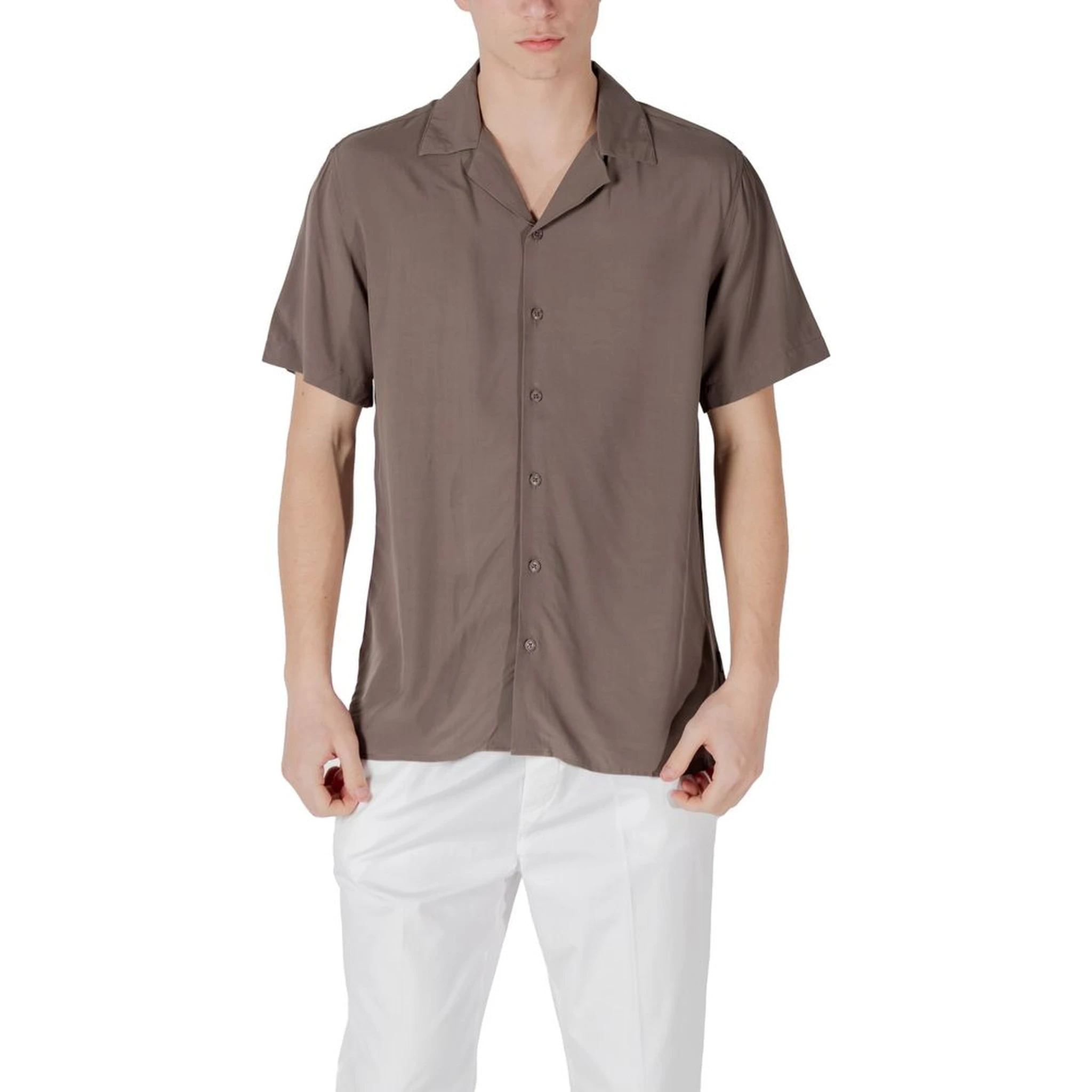 Brown Viscose Shortsleeve Shirt