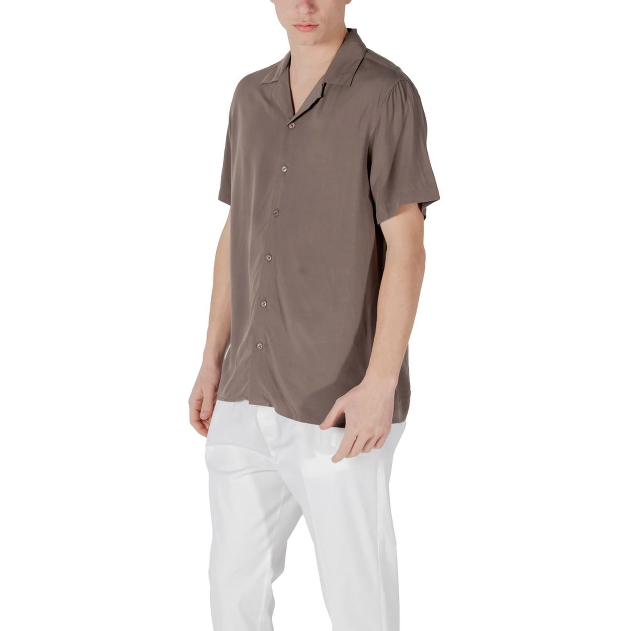 Brown Viscose Shortsleeve Shirt
