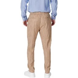 Beige Polyester Casual Pants