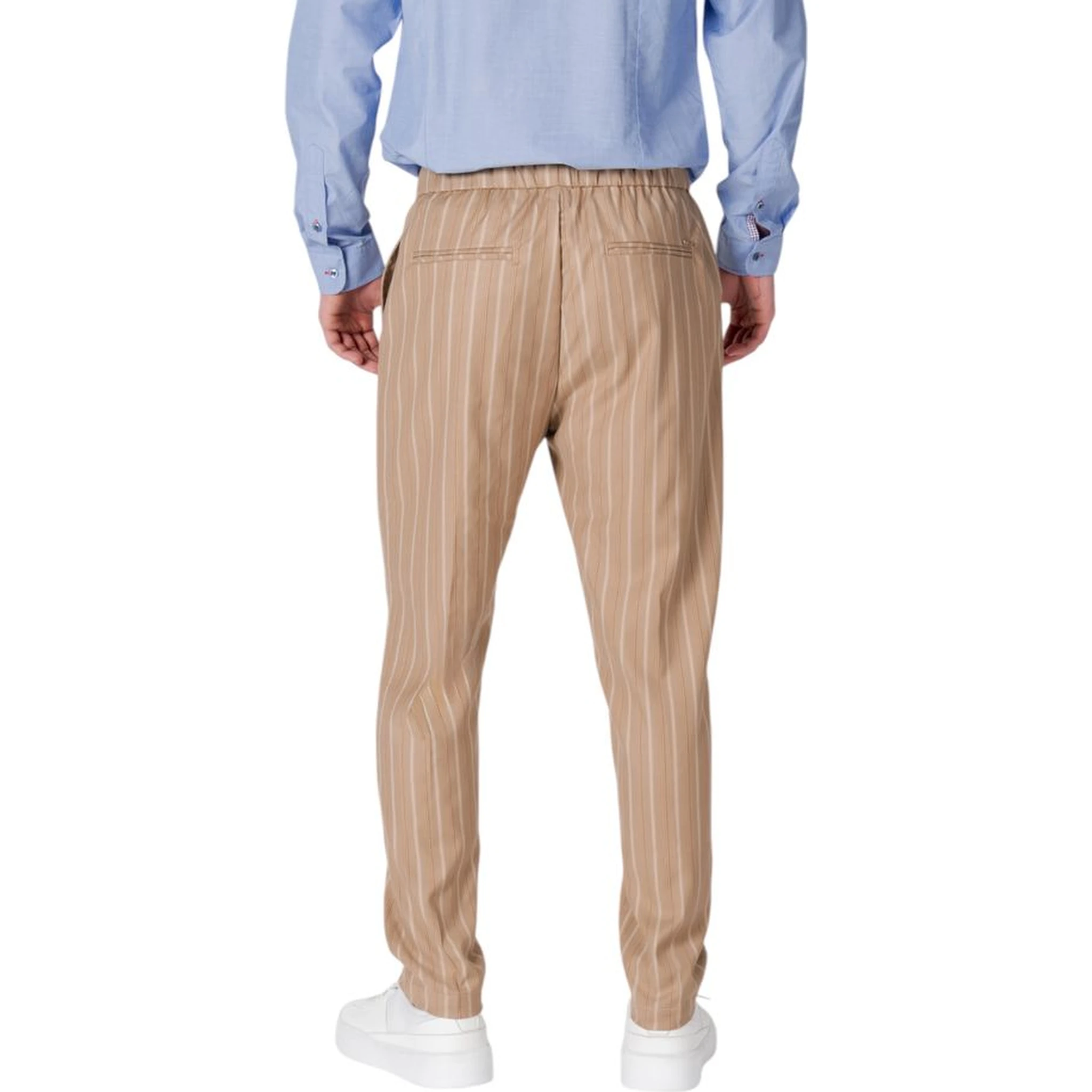 Beige Polyester Casual Pants