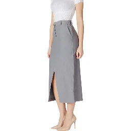 Gray Polyester Long Skirt