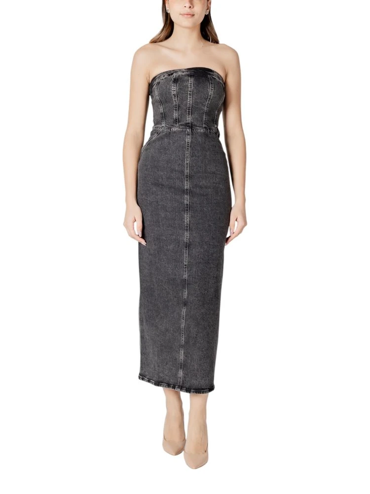 Black Cotton Midi Dress