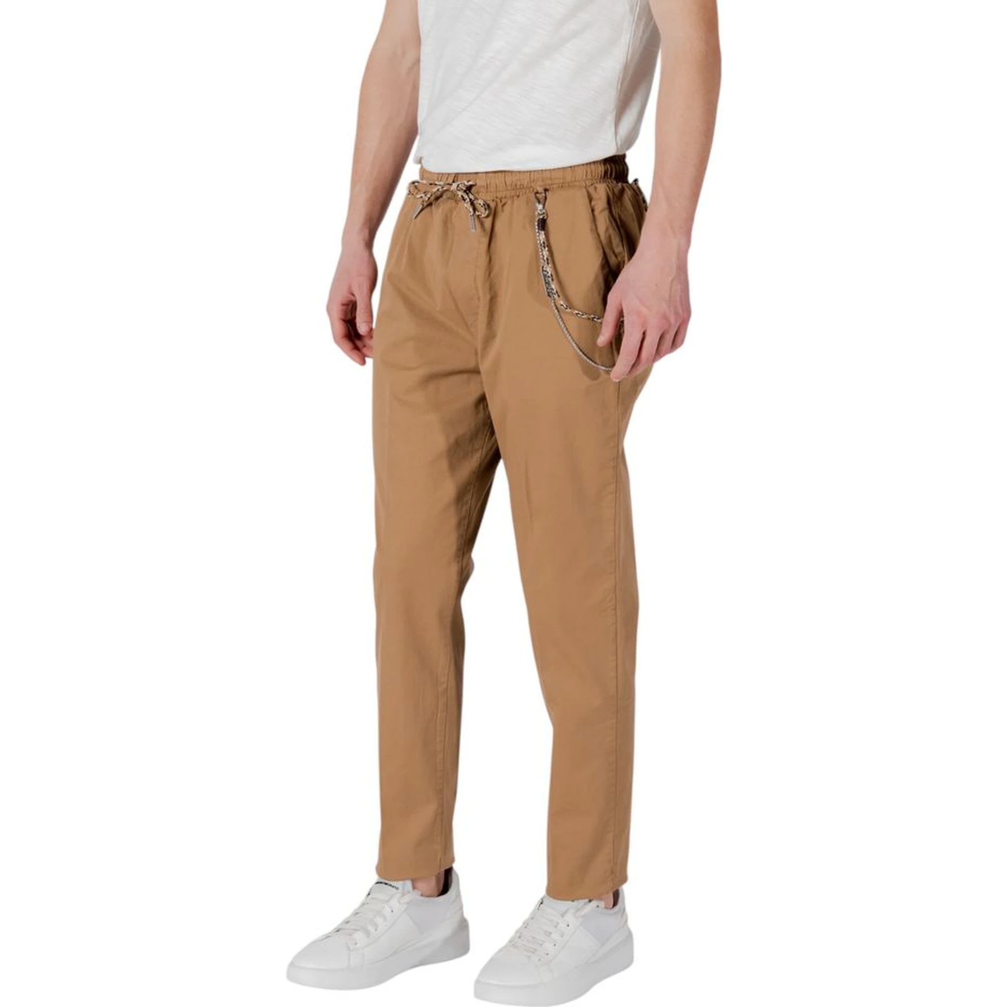Brown Cotton Casual Pants