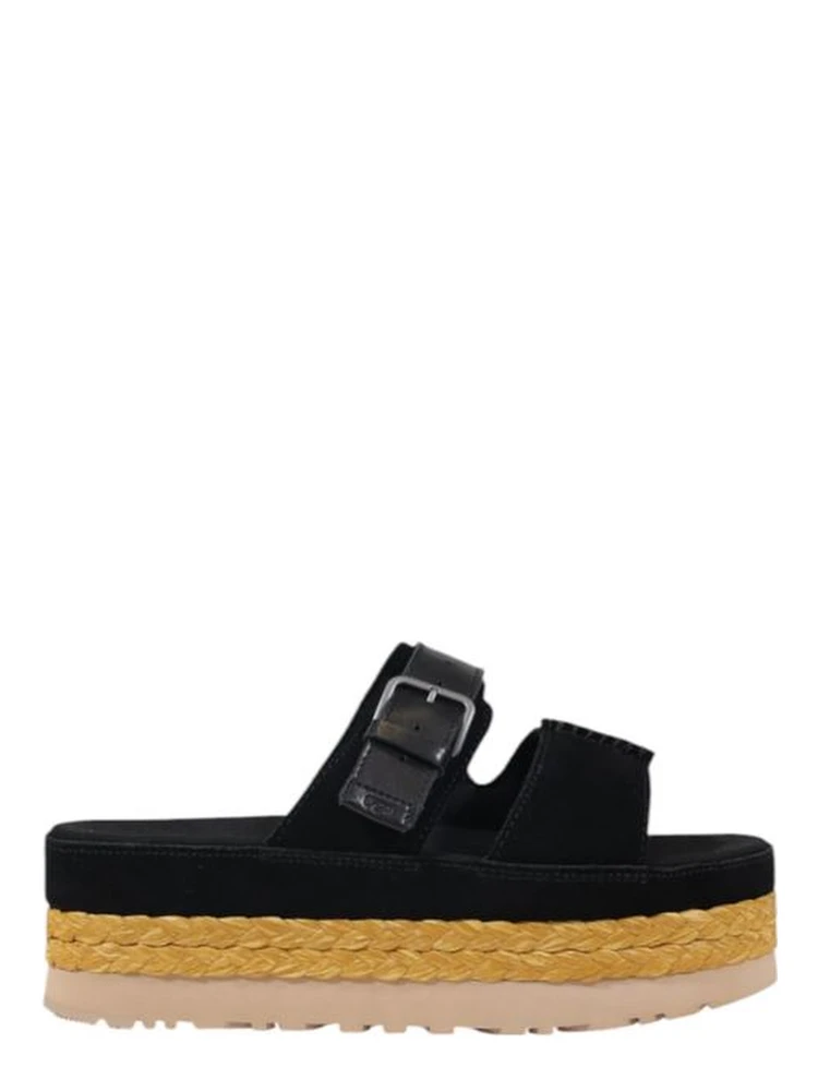 Black Suede Leather Platform Sandals
