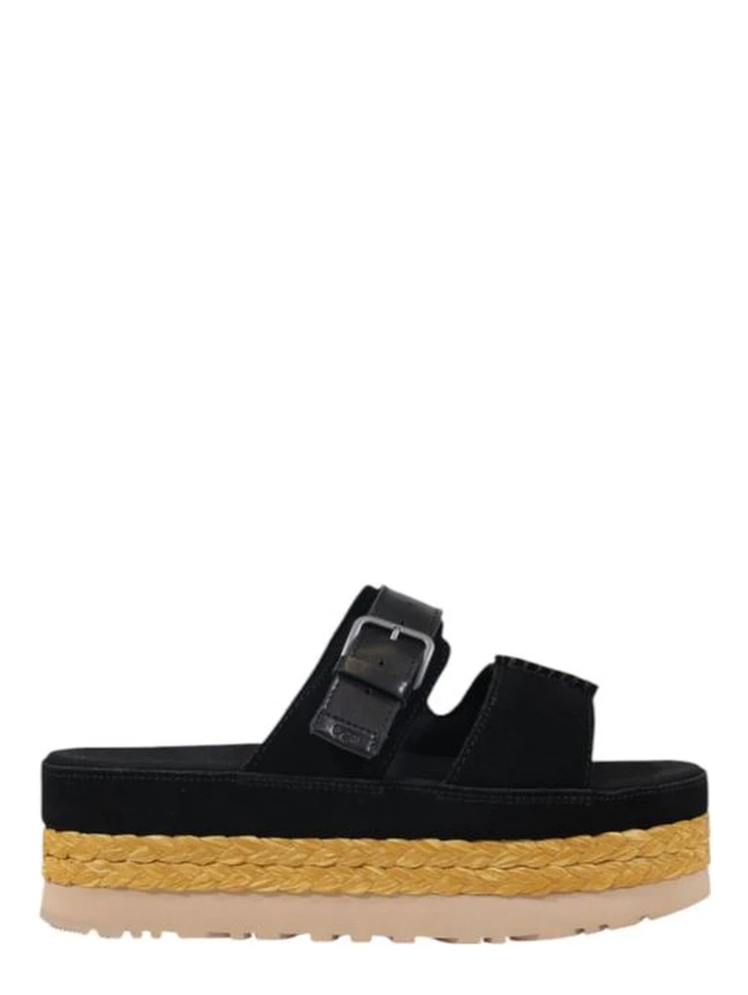 Black Suede Leather Platform Sandals
