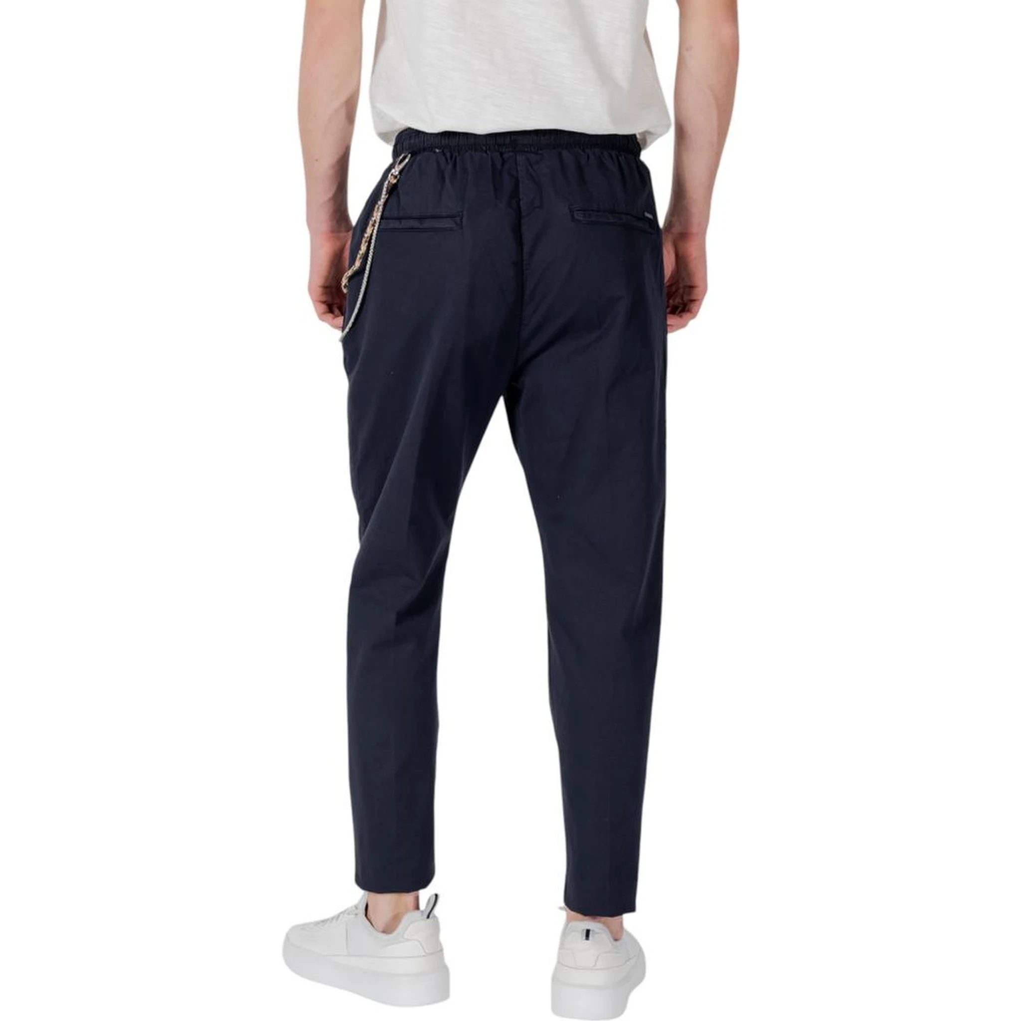Blue Cotton Casual Pants