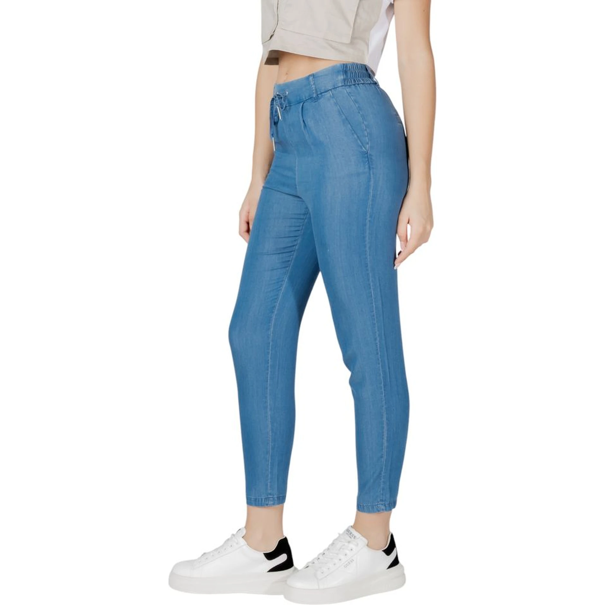 Blue Lyocell Casual Pants