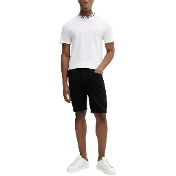 Black Cotton Bermuda Shorts