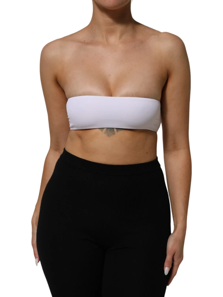 White Nylon Blend Bandeau Strapless Tube Top alternative