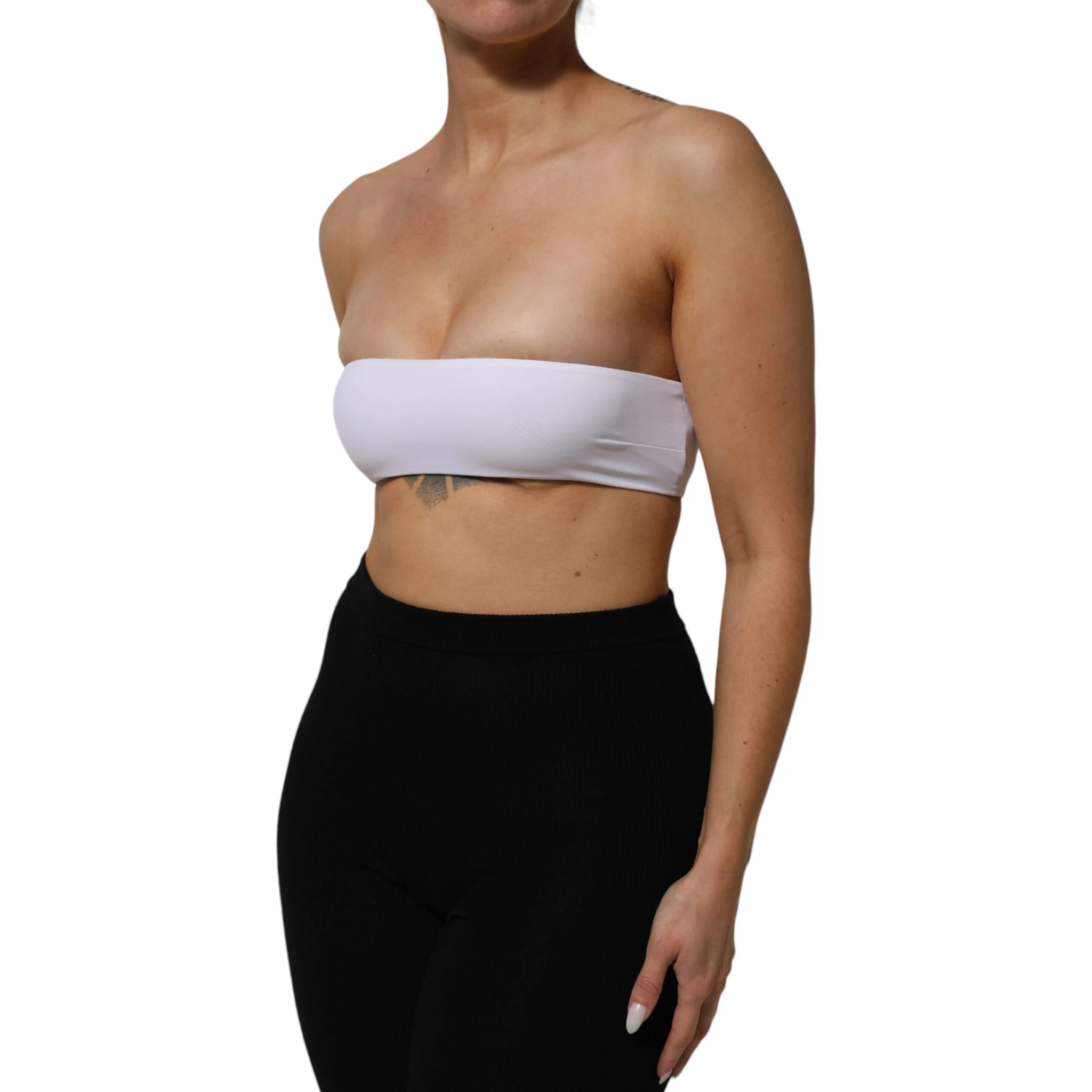 White Nylon Blend Bandeau Strapless Tube Top