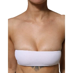 White Nylon Blend Bandeau Strapless Tube Top