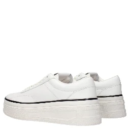 White Leather Platform Sneakers