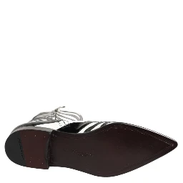 Black White Zebra Leather Mid Calf Boots Shoes