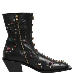 Black Crystal Embellished Men Short Boots Shoes
