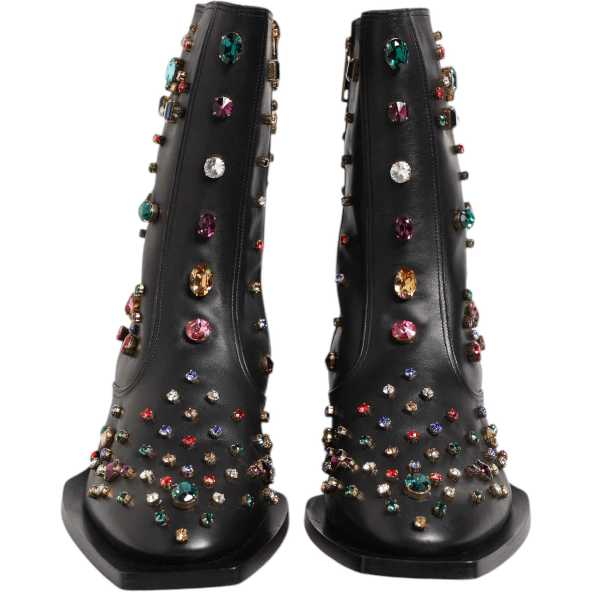 Black Crystal Embellished Men Short Boots Shoes