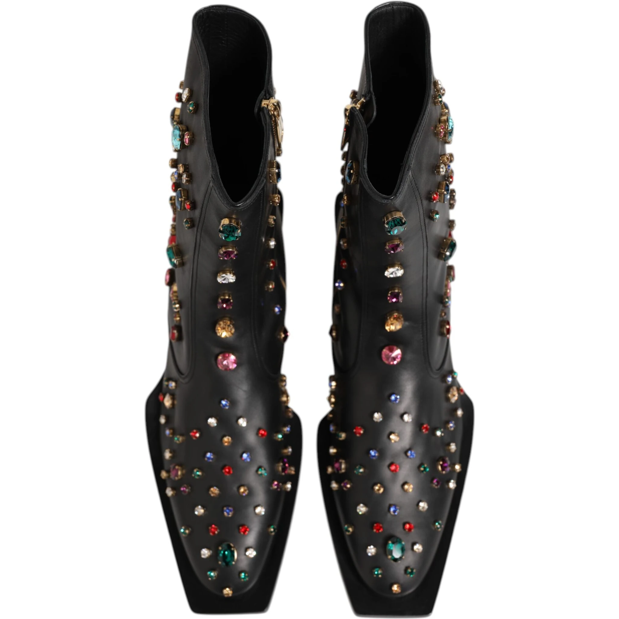 Black Crystal Embellished Men Short Boots Shoes