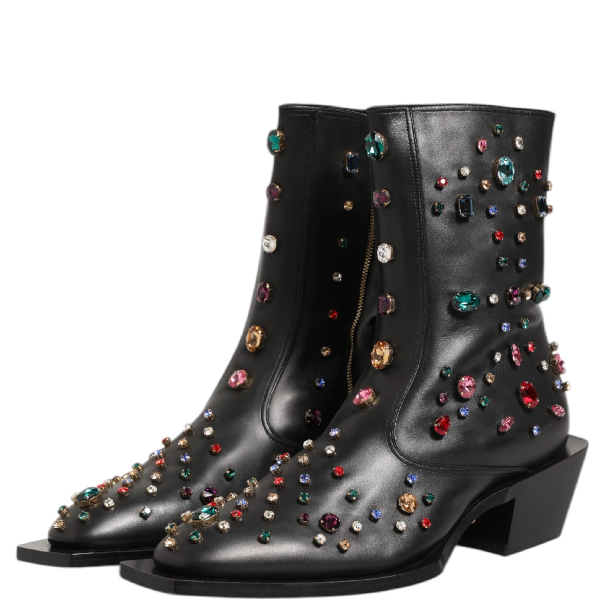 Black Crystal Embellished Men Short Boots Shoes