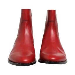 Red Studded Chelsea Short Ankle Boots Shoes