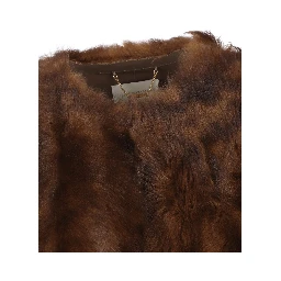 Hypnotic Tip Shearling Leather Jacket In Brown