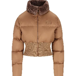 Quilted shearling-collar jacket