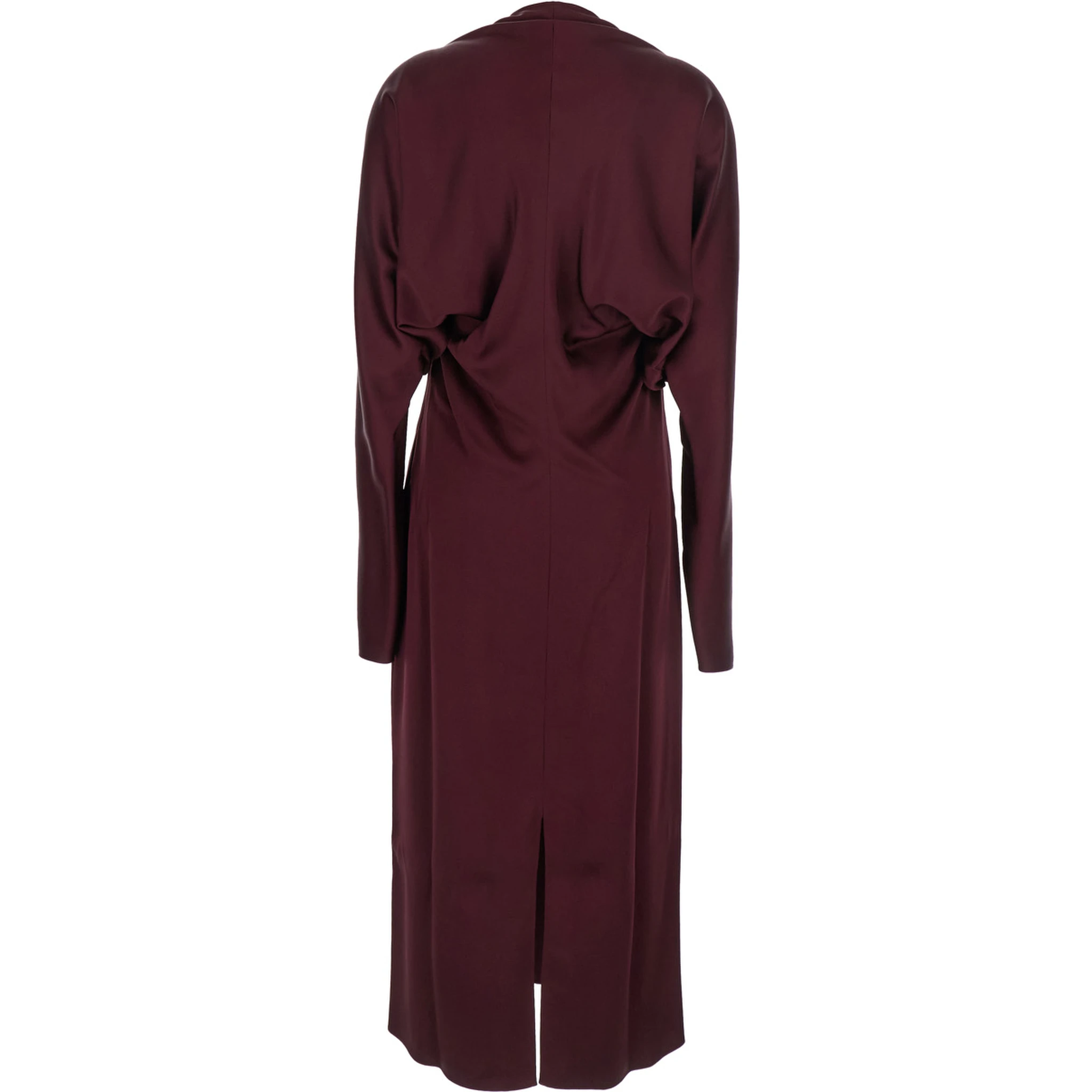 Bordeaux Midi Dress with Cape Sleeves and Cut-Out on the Front in Tech Fabric Woman