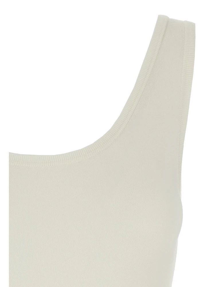 White Bodysuit with Round Neck in Silk Blend Stretch Woman alternative