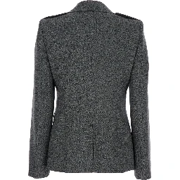 Grey Jacket with Wide Notched Revers in Wool Woman