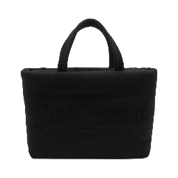 Black embossed wool tote bag
