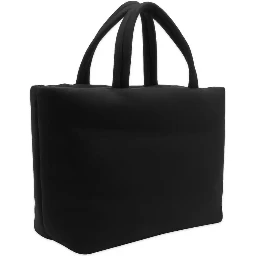 Black embossed wool tote bag