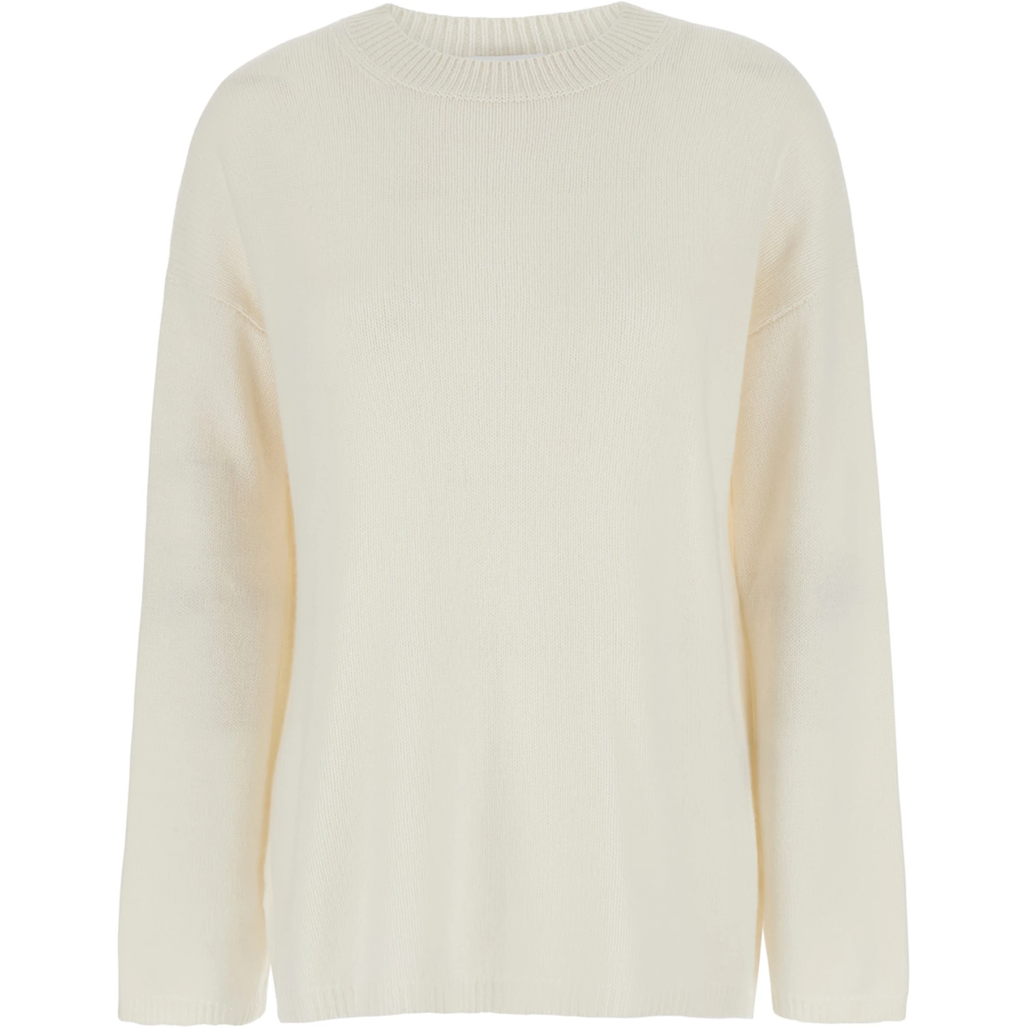 White Relaxed Crewneck Sweater in Cashmere Woman