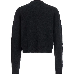 Black Sweater with V Neck and Dropped Shoulders in Wool Blend Man