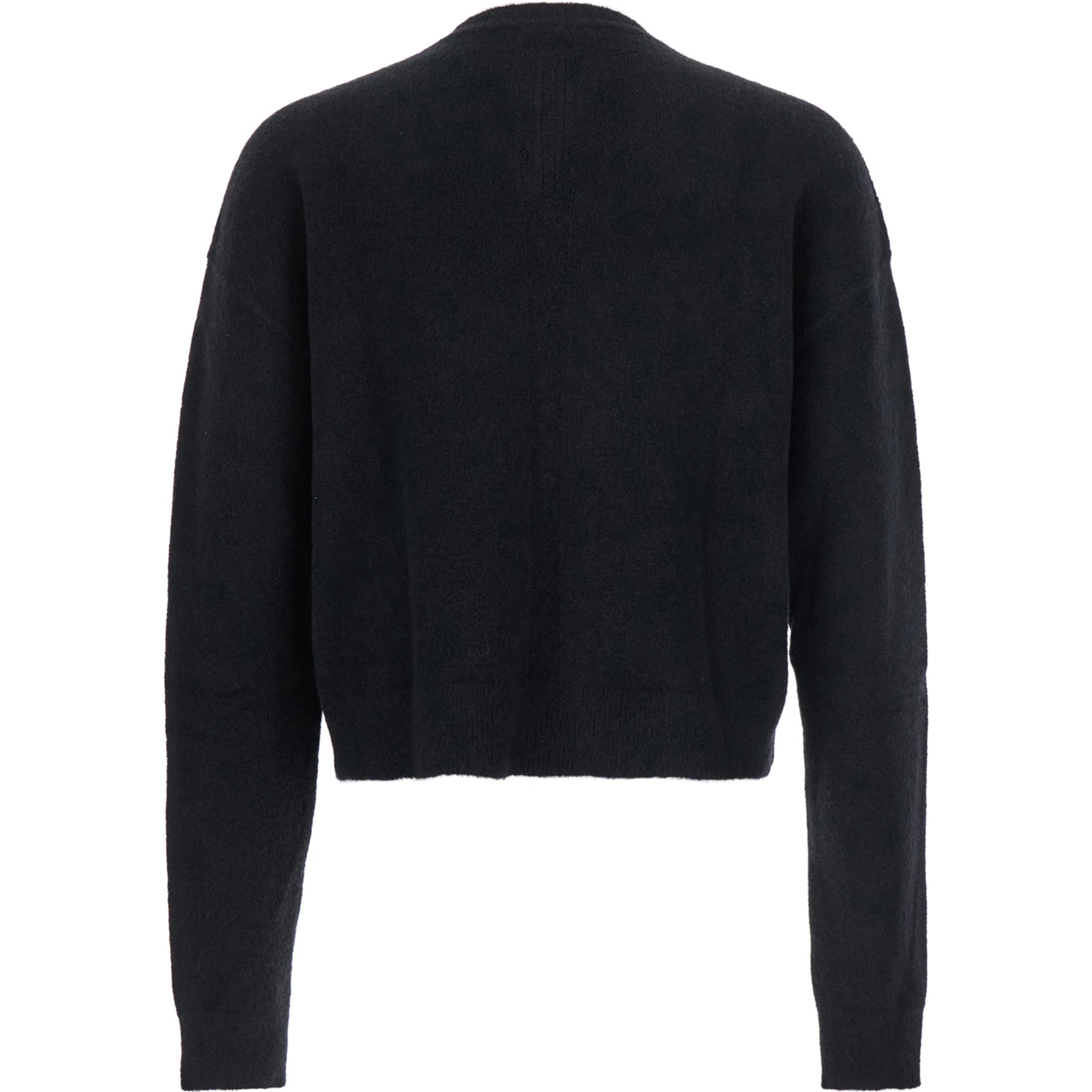 Black Sweater with V Neck and Dropped Shoulders in Wool Blend Man