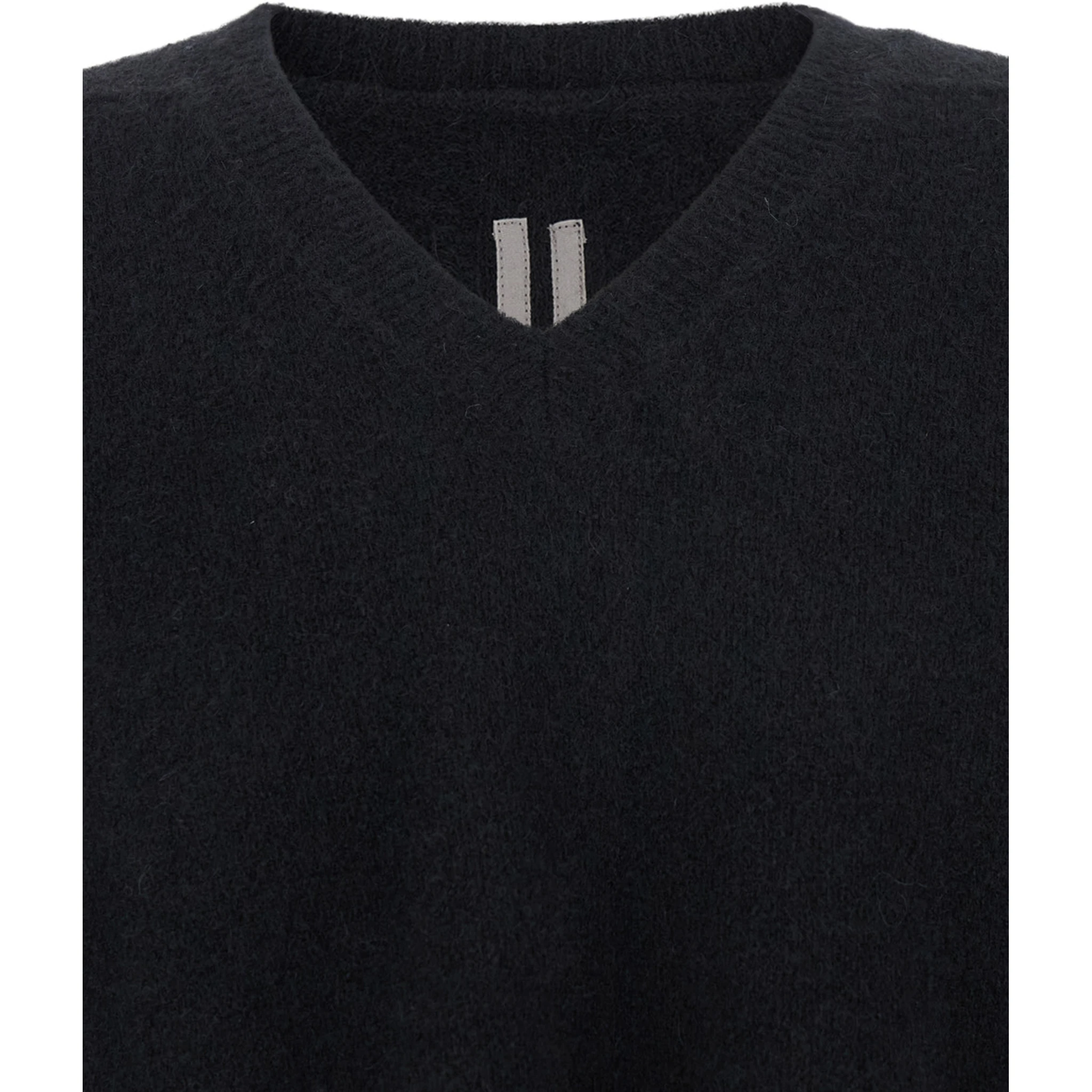 Black Sweater with V Neck and Dropped Shoulders in Wool Blend Man