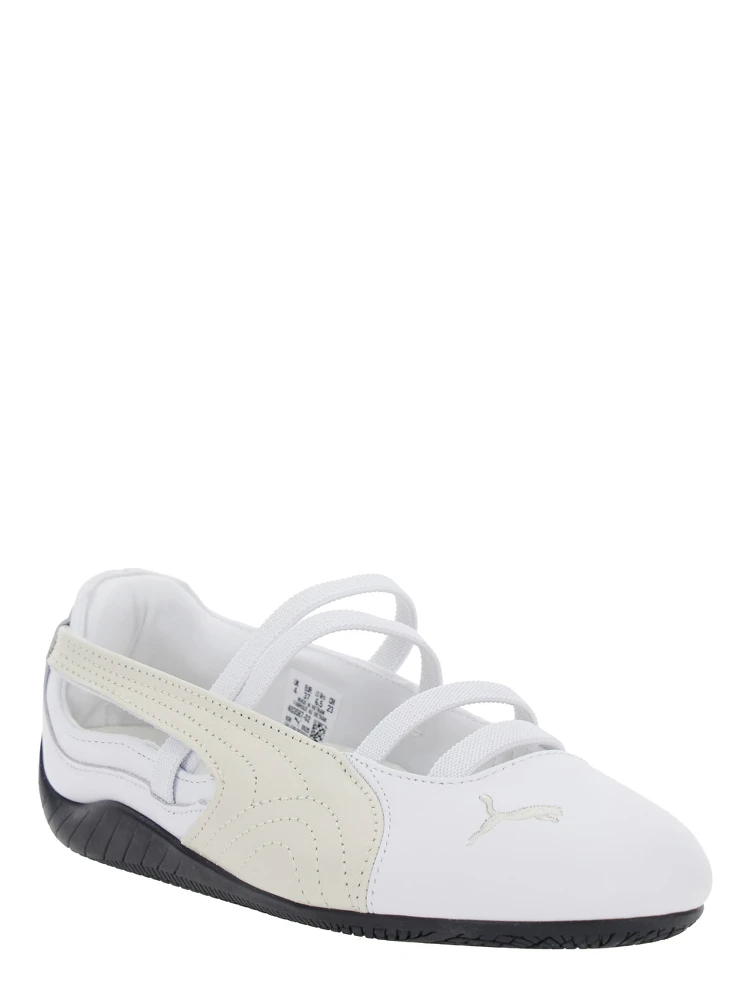 Speedcat Ballet White Sneaker with Embroidered Logo on the Front and Elastic Band in Suede Woman alternative