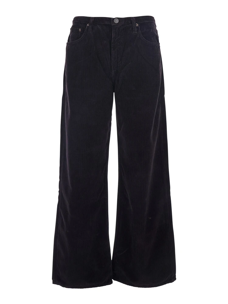 Keira Brown Pants with Belt Loops and Wide Leg in Corduroy Woman