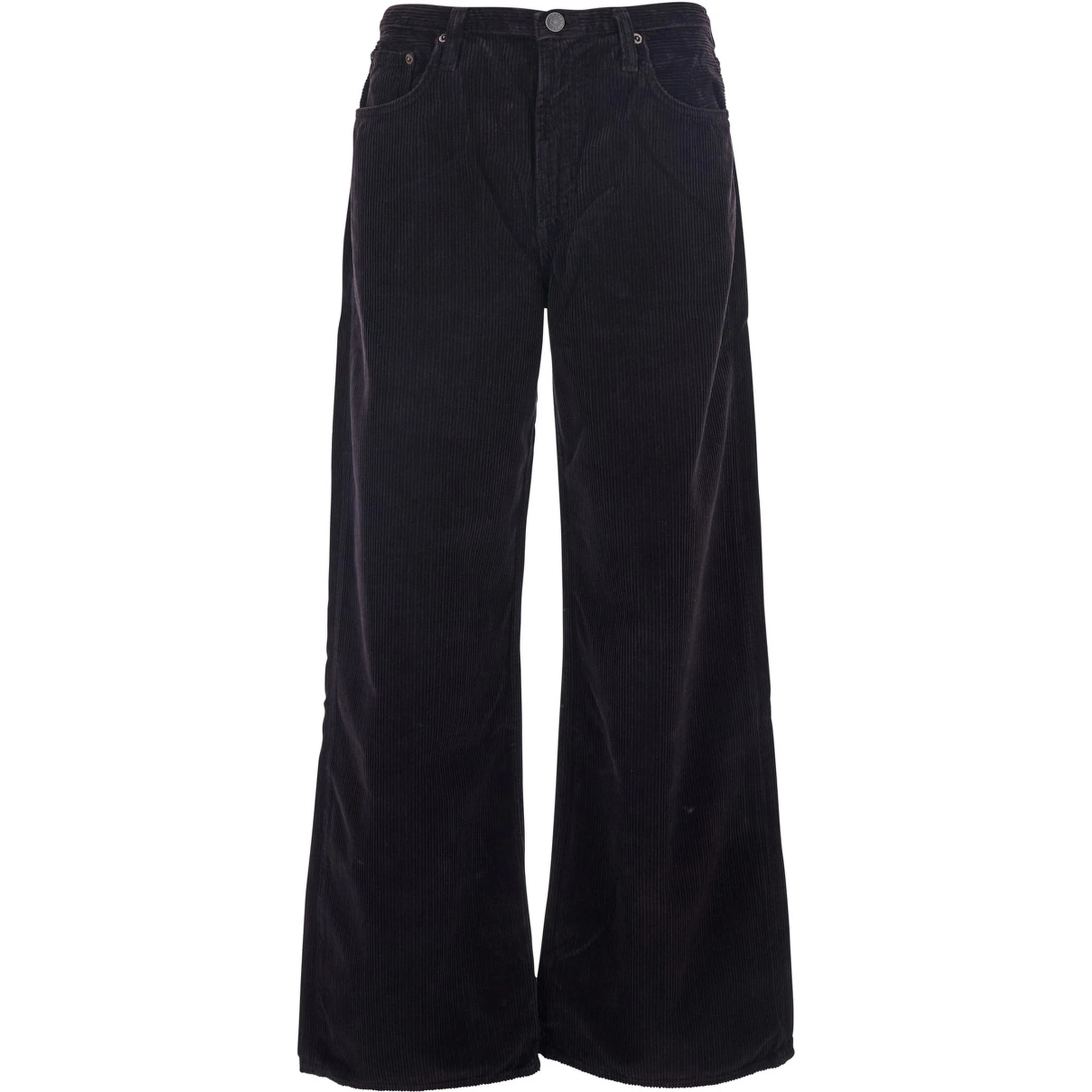 Keira Brown Pants with Belt Loops and Wide Leg in Corduroy Woman