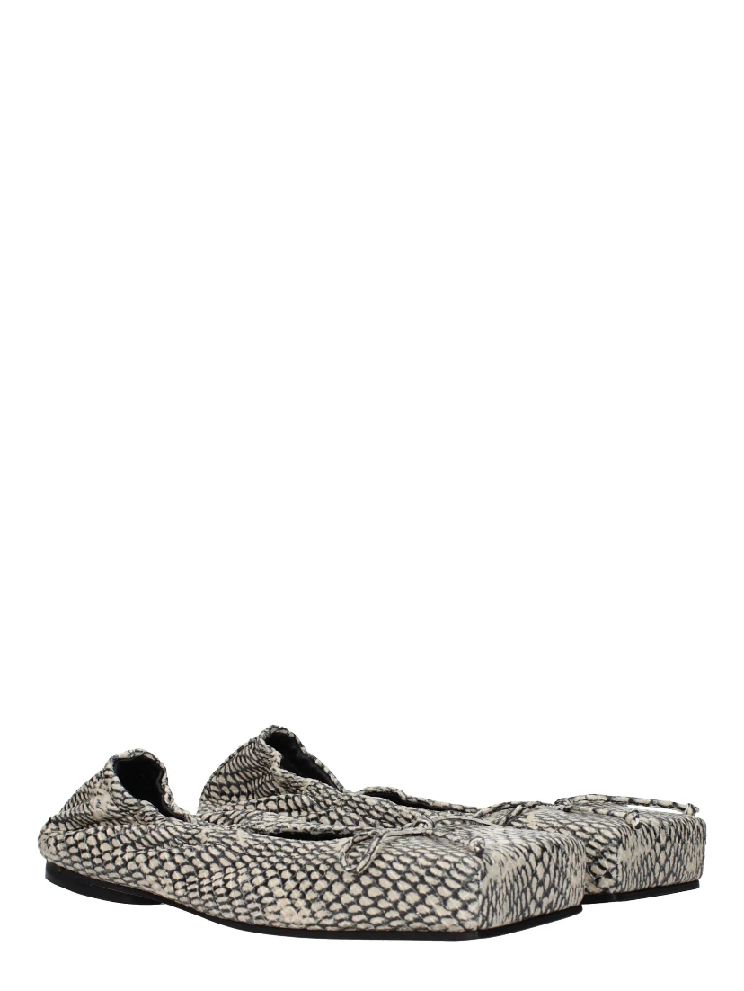 Beige Leather Ballet Flats