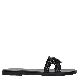 Black Leather Slippers